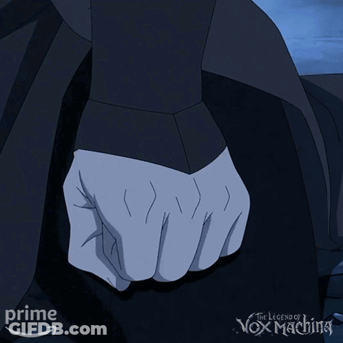 A Poster For The Legend Of Vox Machina Shows Two Hands GIF