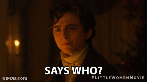 A Poster For The Little Women Movie Shows A Man In A Suit GIF