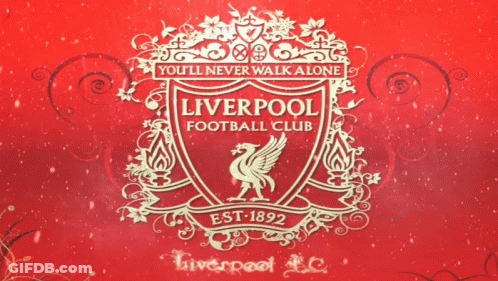 A Poster For The Liverpool Football Club With A Red Background GIF