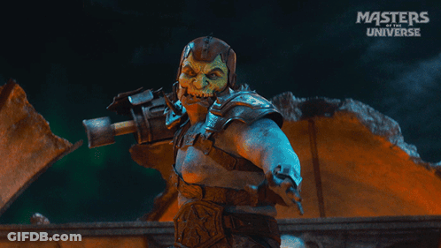 A Poster For The Masters Of The Universe Showing A Monster GIF