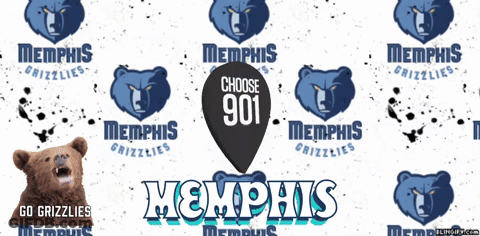 A Poster For The Memphis Grizzlies Shows A Bear And Says Go Grizzlies GIF