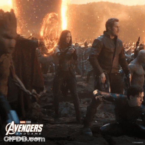 A Poster For The Movie Avengers Endgame On Digital And Blu Ray GIF