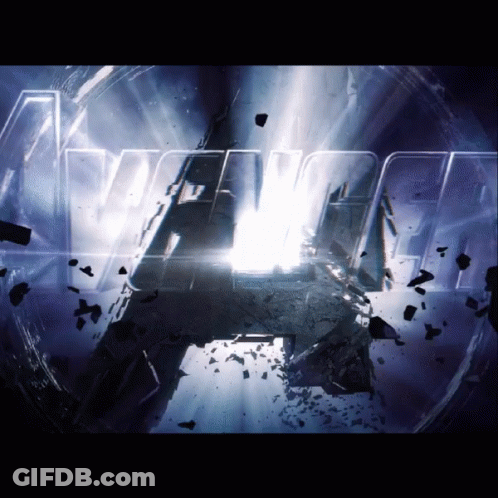 A Poster For The Movie Avengers With A Light Shining Through GIF