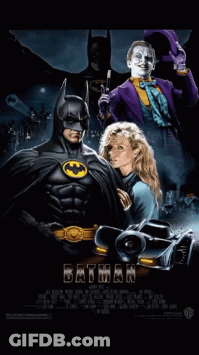 A Poster For The Movie Batman Shows Batman And The Joker On It GIF