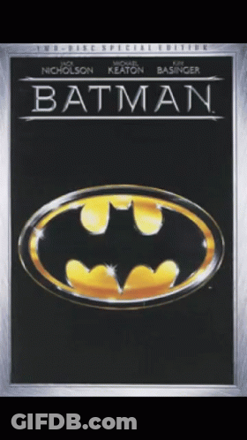 A Poster For The Movie Batman Starring Jack Nicholson Michael Keaton And Tim Basinger GIF