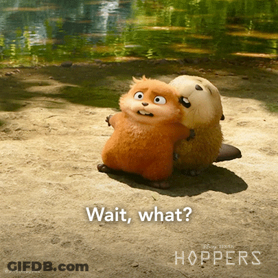 A Poster For The Movie Hoppers Shows Two Stuffed Animals Hugging GIF