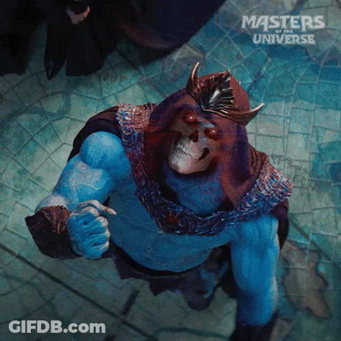 A Poster For The Movie Masters Of The Universe Shows A Skeletor GIF