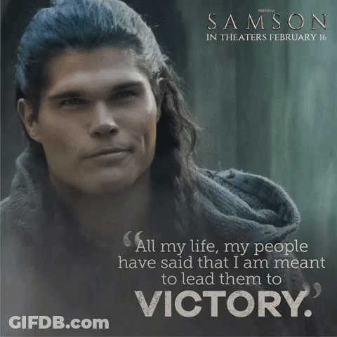 A Poster For The Movie Samson Shows A Man With Long Hair GIF