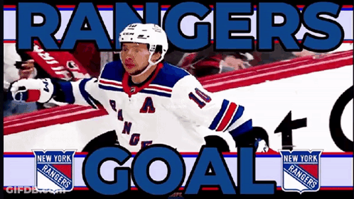 A Poster For The New York Rangers Shows A Hockey Player GIF