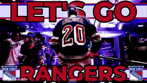 A Poster For The New York Rangers With A Hockey Player GIF