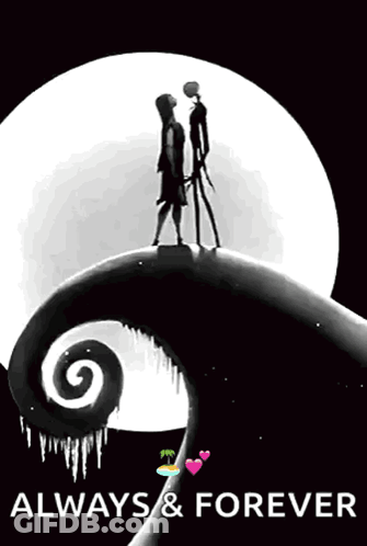 A Poster For The Nightmare Before Christmas With Jack And Sally GIF