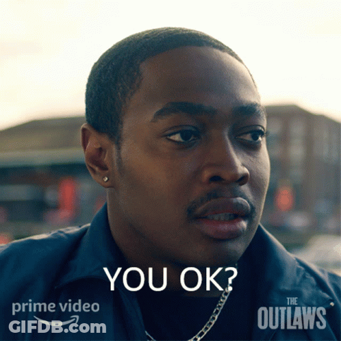 A Poster For The Outlaws Shows A Man Asking " You Ok " GIF