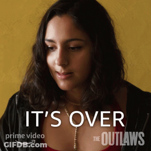 A Poster For The Outlaws Shows A Woman In A Red Top GIF