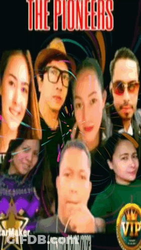 A Poster For The Pioneers With A Group Of People On It GIF
