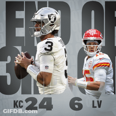 A Poster For The Raiders And The Chiefs Shows The End Of A Game GIF