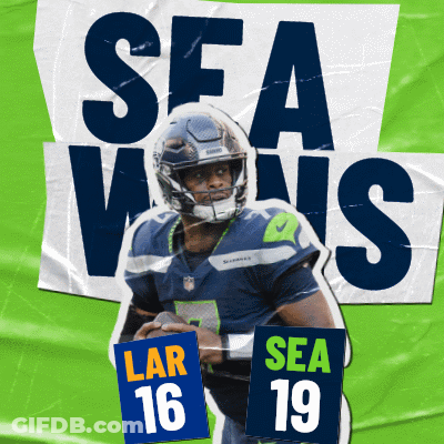 A Poster For The Seahawks With Lar 16 And 19 Written On It GIF