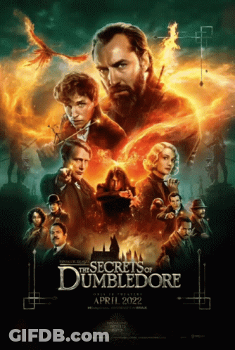 A Poster For The Secrets Of Dumbledore Shows A Group Of People GIF