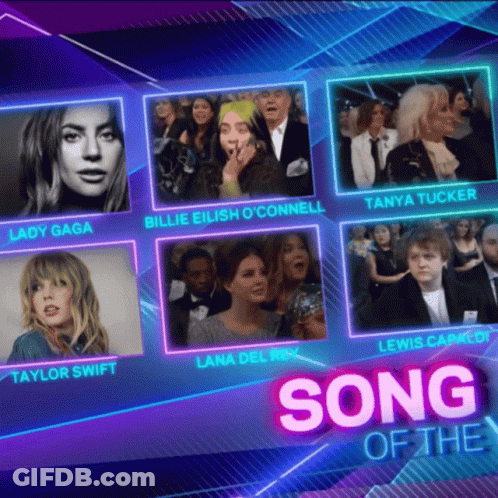 A Poster For The Song Of The Year Includes Taylor Swift Billie Eilish Lana Del Rey And Lady Gaga GIF