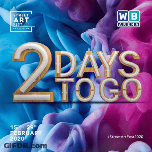 A Poster For The Street Art Fest Shows A Blue And Purple Background GIF