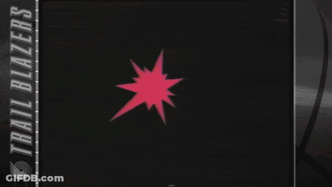 A Poster For The Trail Blazers With A Red Star In The Middle GIF