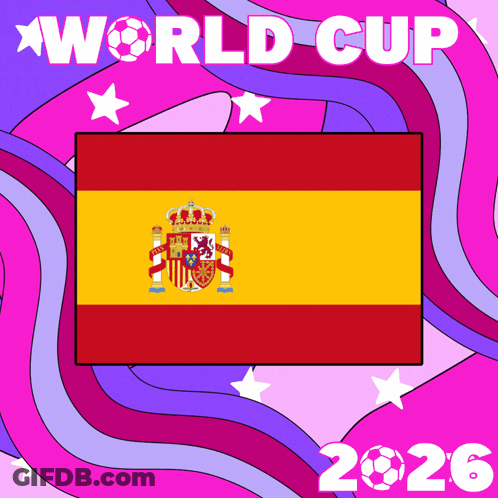 A Poster For The World Cup 2026 Shows A Spanish Flag GIF