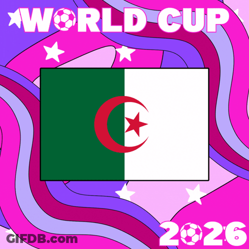 A Poster For The World Cup 2026 With A Flag In The Center GIF