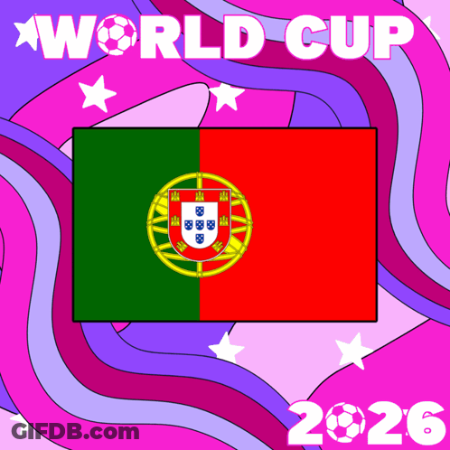 A Poster For The World Cup 2026 With A Flag In The Center GIF