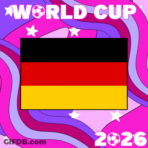 A Poster For The World Cup 2026 With A German Flag In The Center GIF