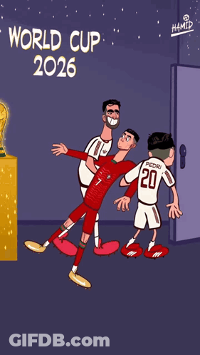 A Poster For The World Cup 2026 With Soccer Players GIF