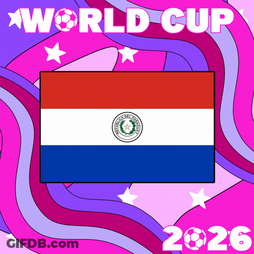 A Poster For The World Cup In 2026 With A Paraguay Flag GIF