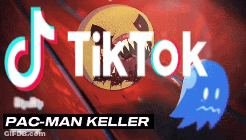 A Poster For Tiktok Pac-Man Keller With A Ghost GIF