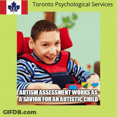 A Poster For Toronto Psychological Services With A Boy In A Wheelchair GIF