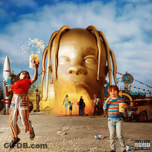 A Poster For Travis Scott 'S Astroworld Has A Parental Advisory Label GIF