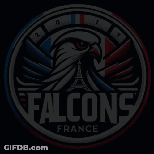 A Poster For Tyler Allgeier With A Falcons Logo Behind Him GIF