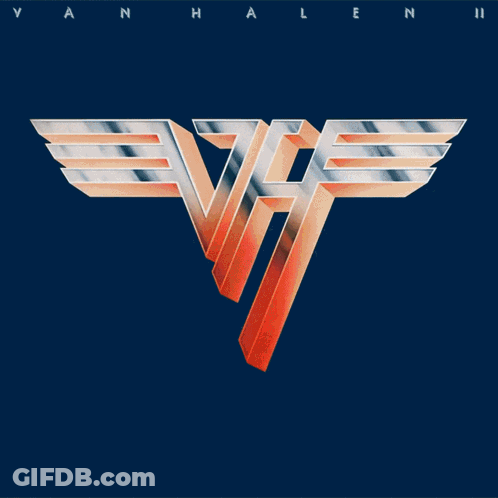 A Poster For Van Halen 'S Fair Warning Shows A Man Playing A Guitar GIF