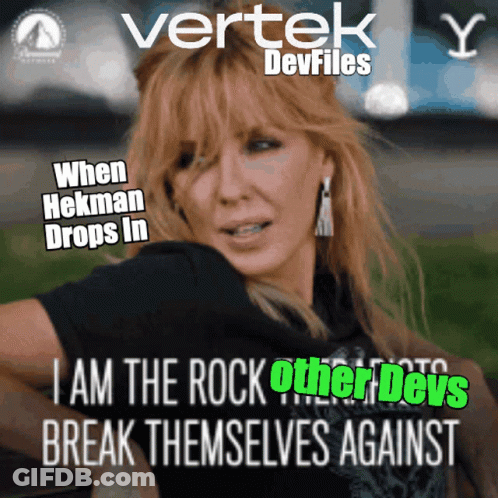 A Poster For Vertek Devfiles Shows A Woman GIF