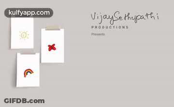 A Poster For Vijay Sethpathi Productions Shows A Rainbow And Flowers GIF