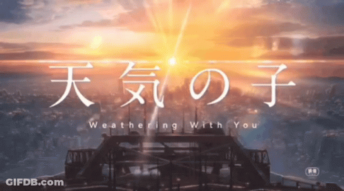 A Poster For Weathering With You Shows A Sunset Over A City GIF