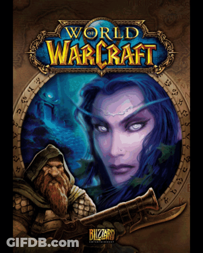 A Poster For World Of Warcraft Shows A Man And A Woman GIF