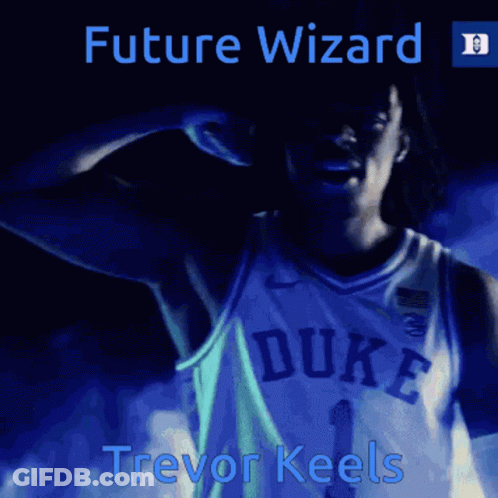 A Poster Of A Basketball Player With The Name Trevor Keels GIF