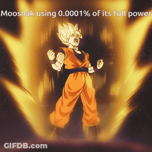 A Poster Of A Cartoon Character With The Words Mooshak Using 0.0001% Of Its Full Power GIF