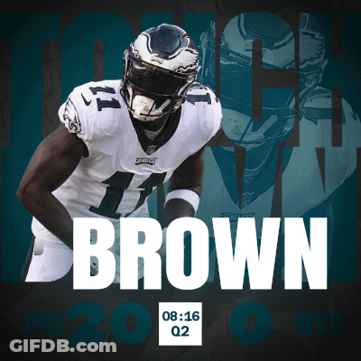 A Poster Of A Football Player With The Name Brown GIF