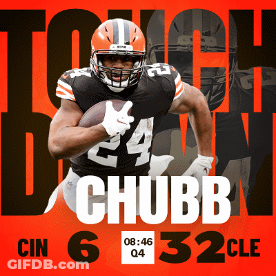 A Poster Of A Football Player With The Name Chubb On It GIF