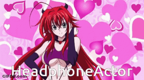 A Poster Of A Girl With Horns And The Words Headphoneactor GIF