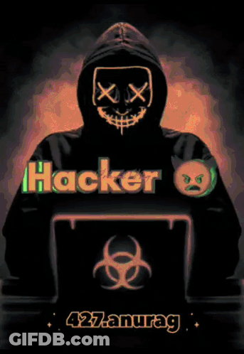 A Poster Of A Hacker With A Biohazard Symbol On A Laptop GIF