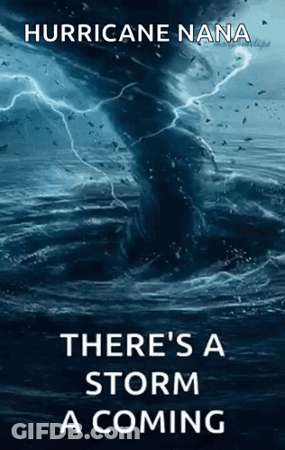 A Poster Of A Hurricane With The Words " There 'S A Storm A Coming " GIF