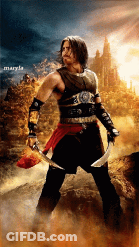 A Poster Of A Man Holding A Sword With The Word Maryla On The Bottom Right GIF
