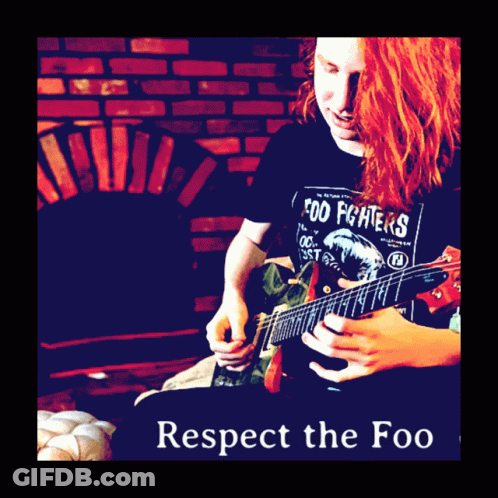 A Poster Of A Man Playing A Guitar With The Words Respect The Foo Below Him GIF