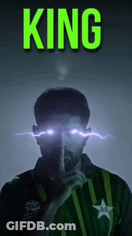A Poster Of A Man With Glowing Eyes And The Word King On It GIF