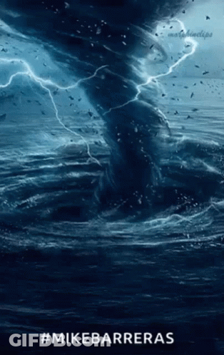 A Poster Of A Tornado In The Ocean With The Hashtag #Mikebarrieras GIF